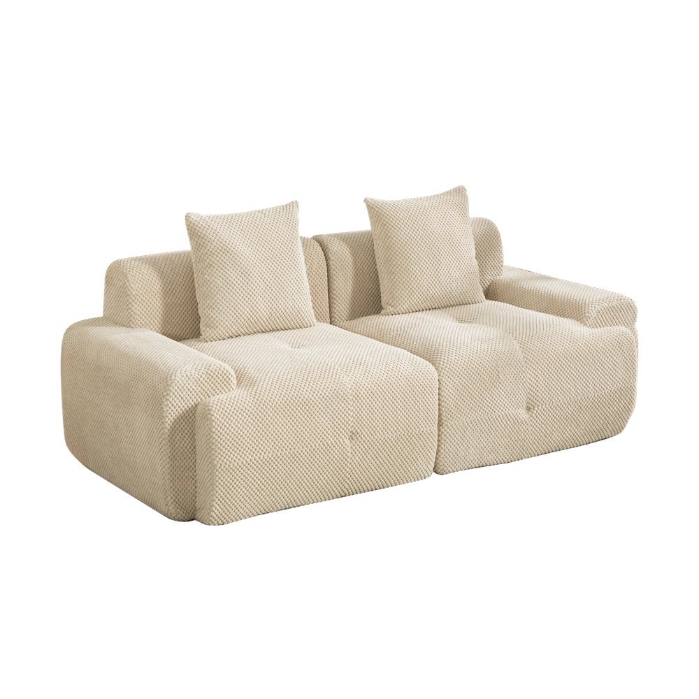 Divano Modulare in Tessuto Chenille ¨C MINIMAL ¨C Beige Chiaro, Morbido, Antimacchia