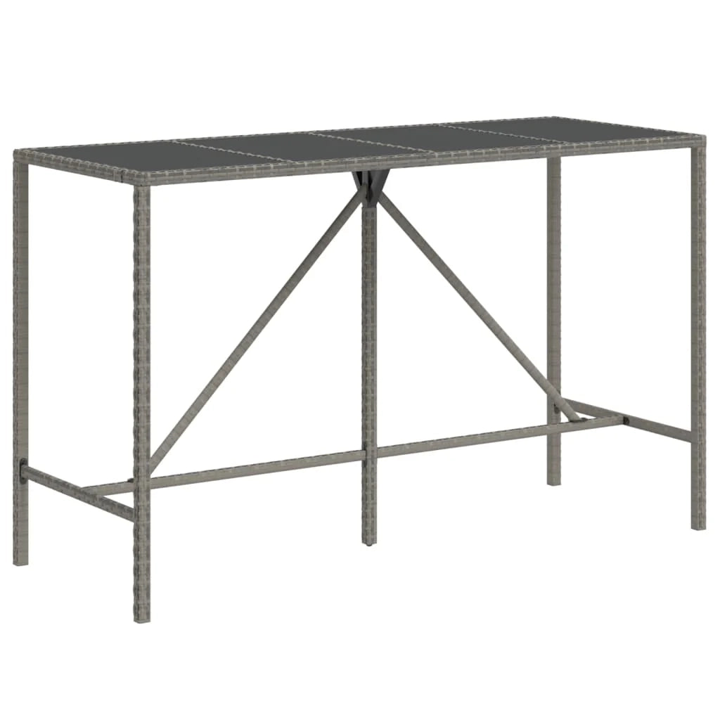 Set da bar da giardino da 11 pezzi mobili da esterno per patio polyrattan grigio/legno massello di acacia 02_0013471