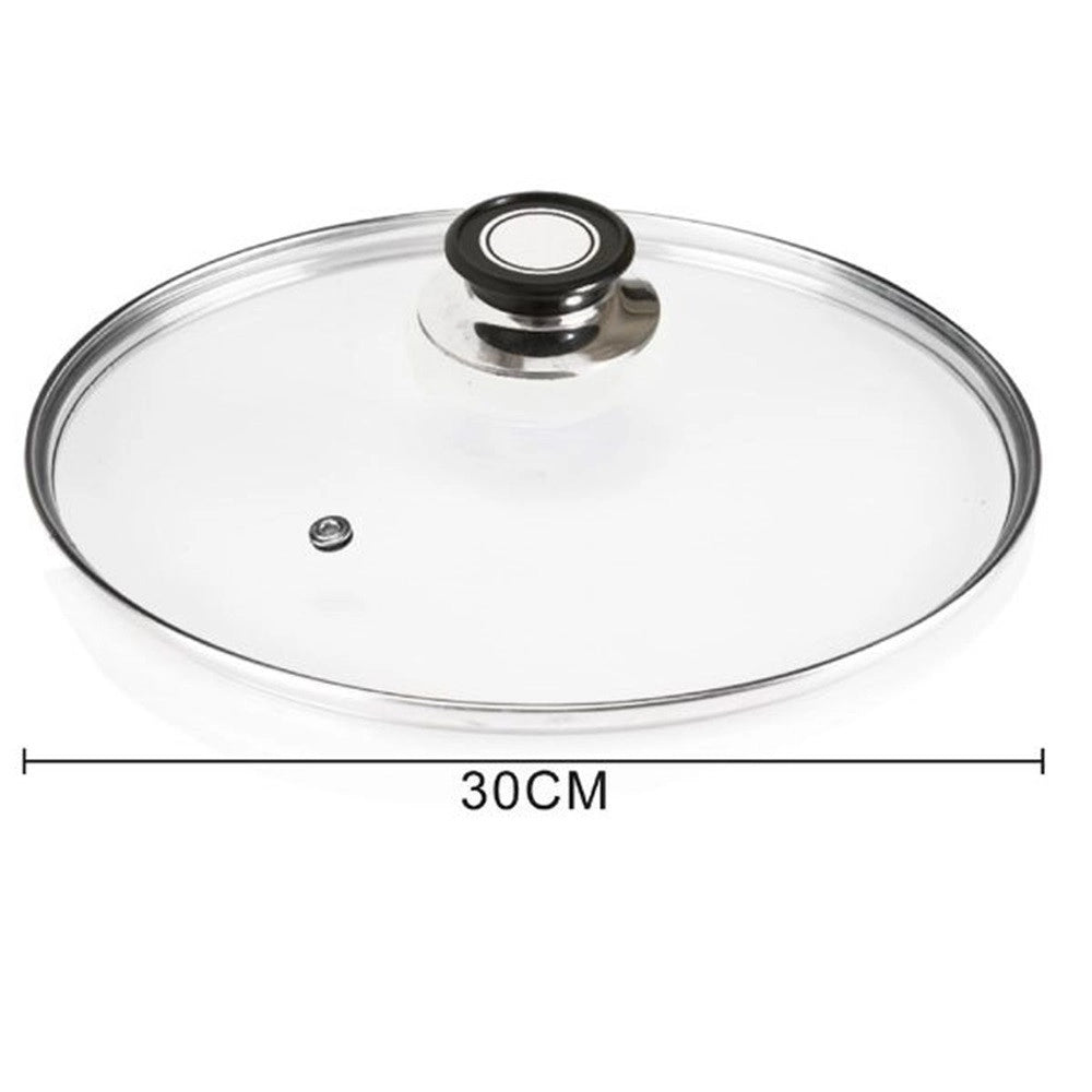 Trade Shop - Coperchio In Vetro Accessorio Per Padella Pentole Universale Con Foro Vapore ø18-26-30cm -