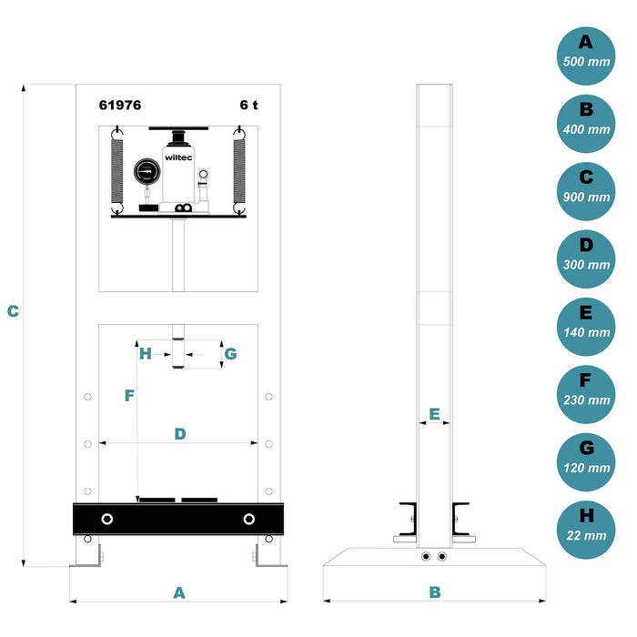 Pressa idraulica da officina 6t Pressa a telaio per cuscinetti con manometro