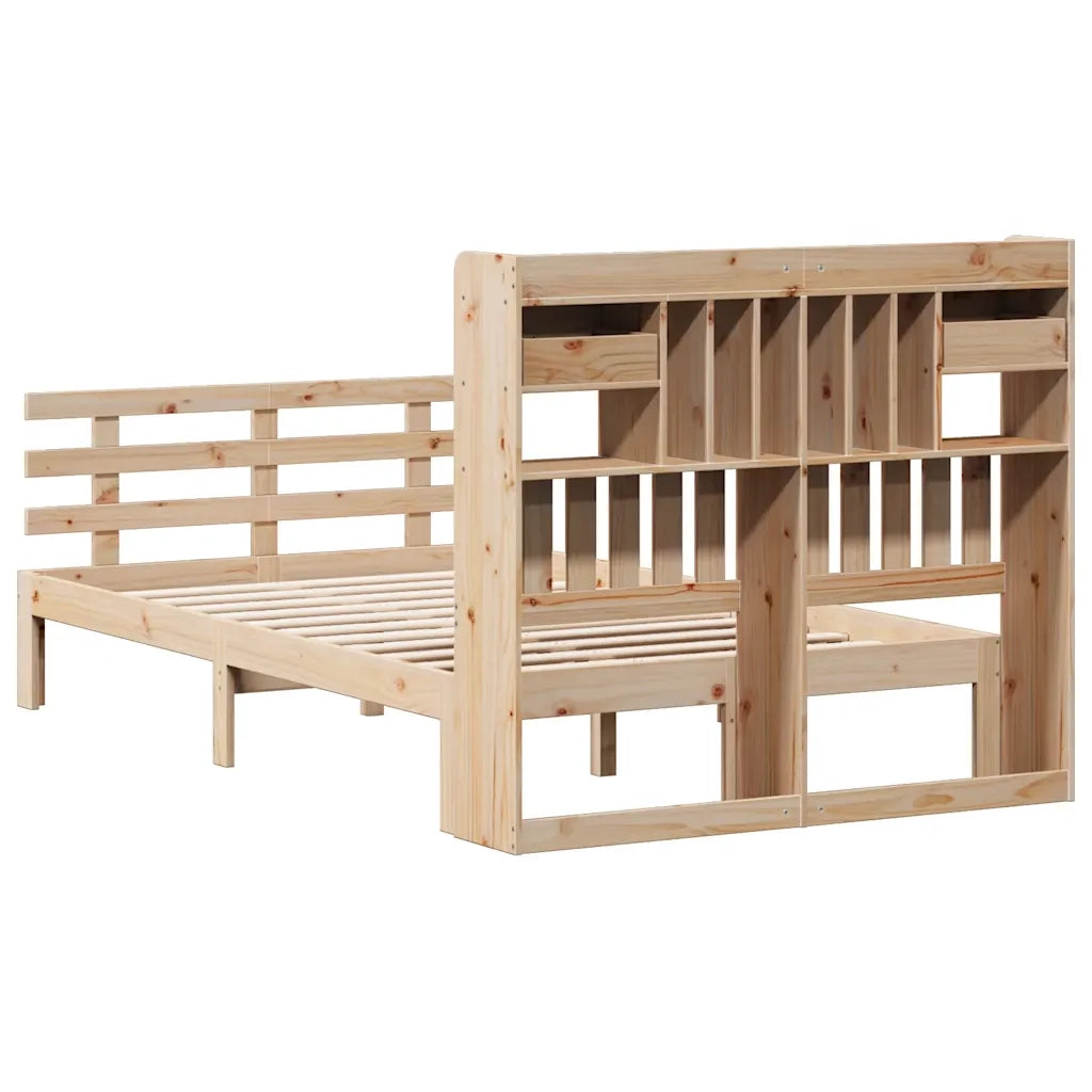Letto Libreria senza Materasso-Struttura Letto con contenitore 135x190 cm in Legno di Pino 702783