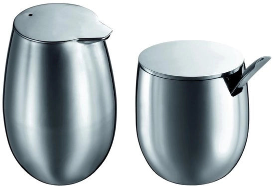 Set di riscaldamento per latte e zucchero - acciaio inox elegante - set da 2 pezzi