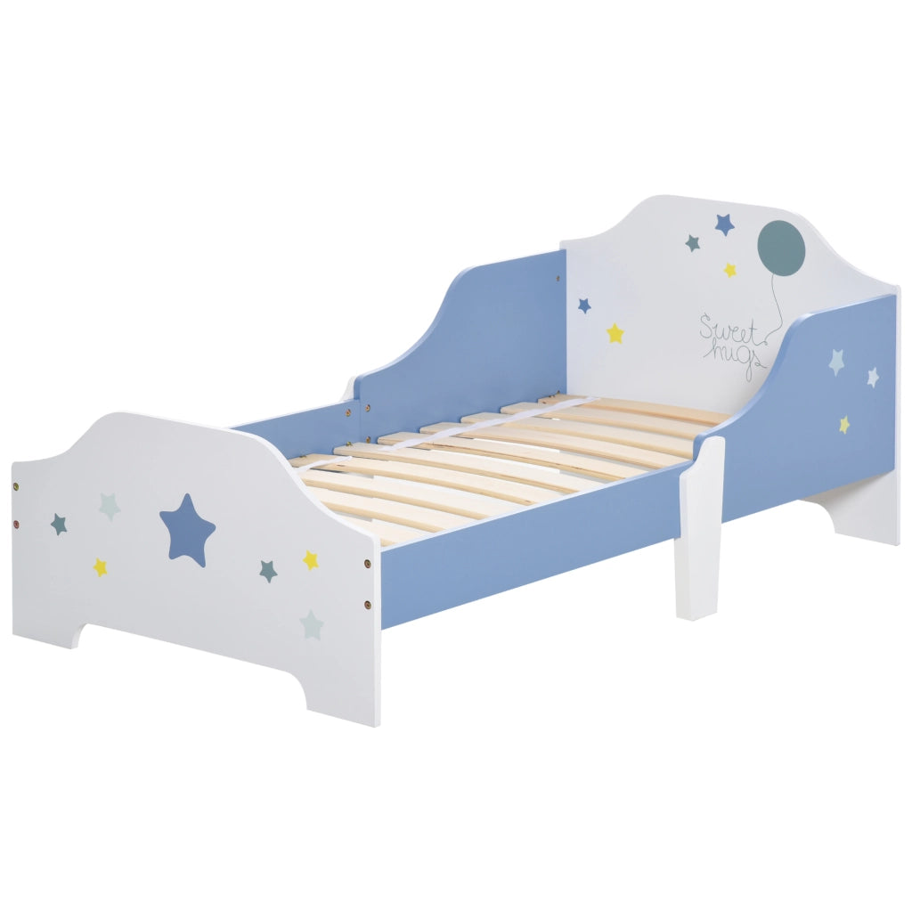 Letto per Bambini con Stampa Stelle ¨C Zephmum ¨C Legno 143x74x59 cm Blu e Bianco