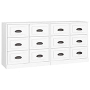 Buffet credenza cassettiera armadio mobile contenitore organizer cucina soggiorno salotti set da 2 legno ingegnerizzato bianco 02_0036691