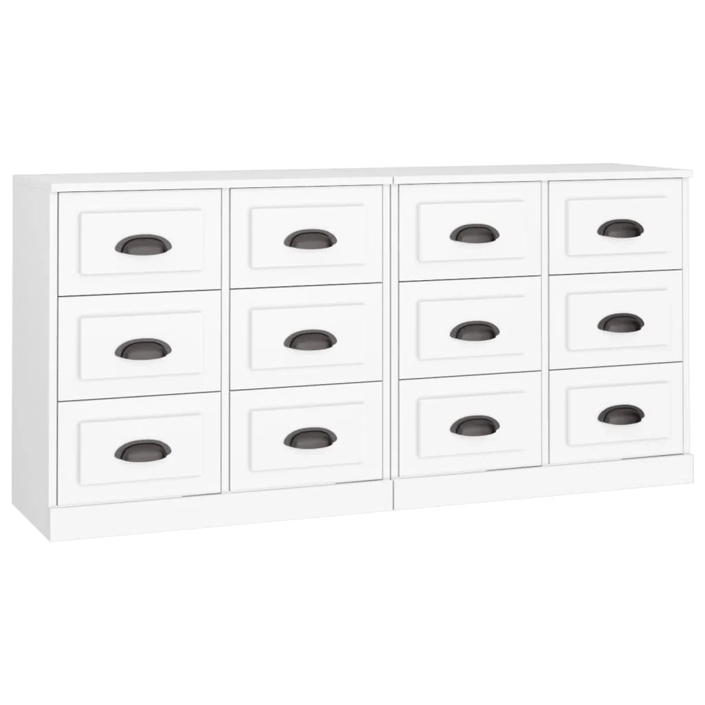 Buffet credenza cassettiera armadio mobile contenitore organizer cucina soggiorno salotti set da 2 legno ingegnerizzato bianco 02_0036691