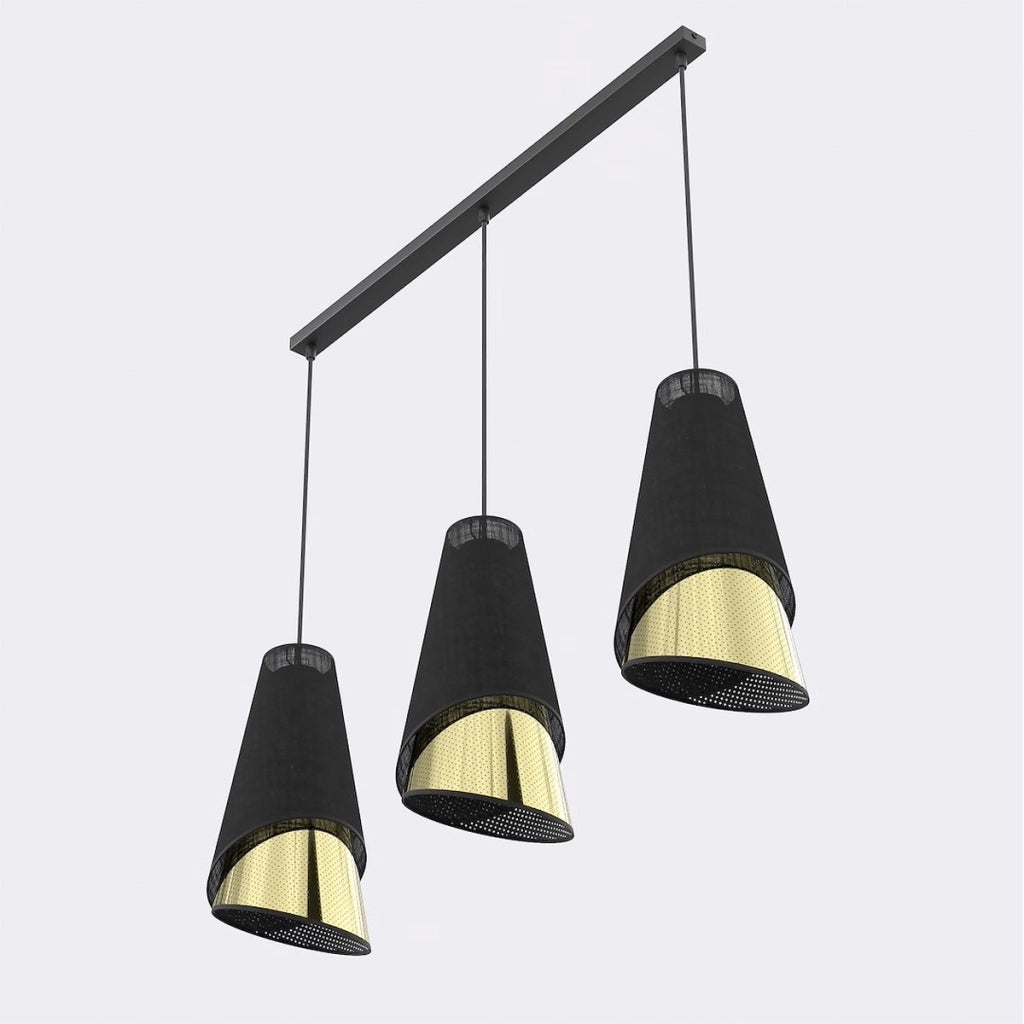 Lampada a sospensione MODA in acciaio nero e oro