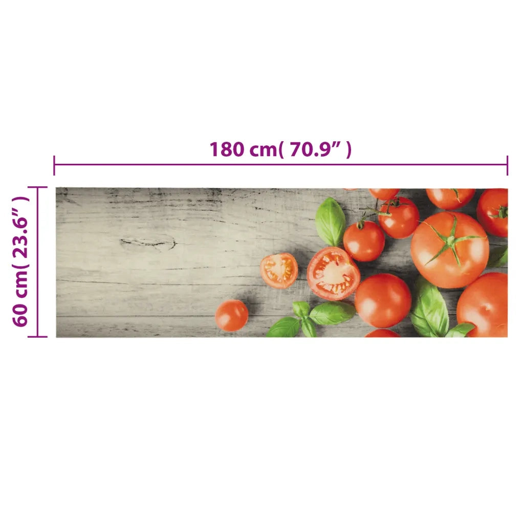 Tappeto da Cucina Lavabile-Tappetino da Cucina Pomodori 60x180 cm in Velluto