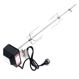 Girarrosto da barbecue 70 cm 230 V, Spiedo in acciaio inox con 2 forchettoni carne