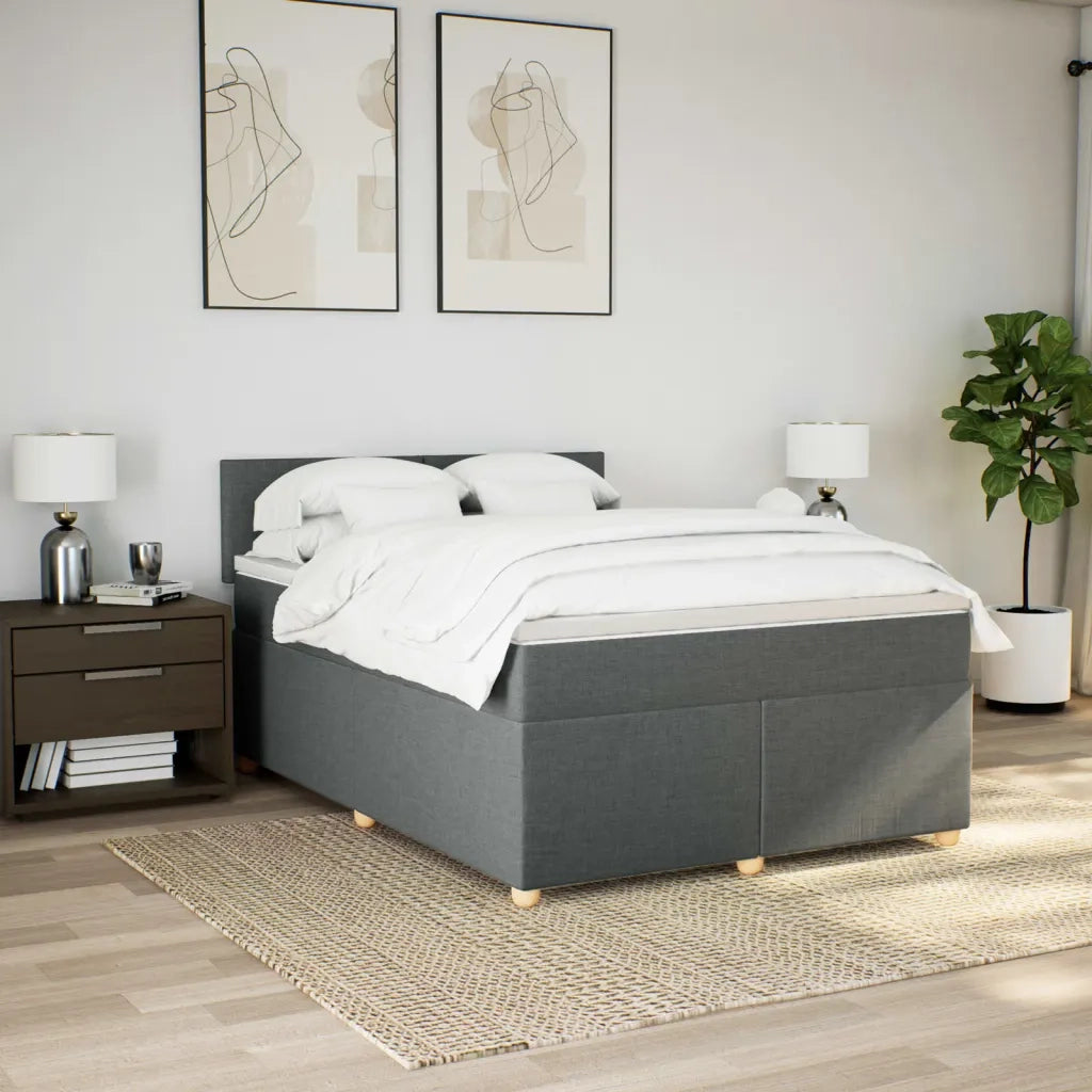 Giroletto a Molle con Materasso Grigio Scuro 140x200cm Tessuto 3288997