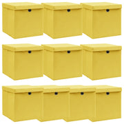 Scatole con Coperchi 10 pz Gialle 32x32x32 cm in Tessuto cod mxl 41010