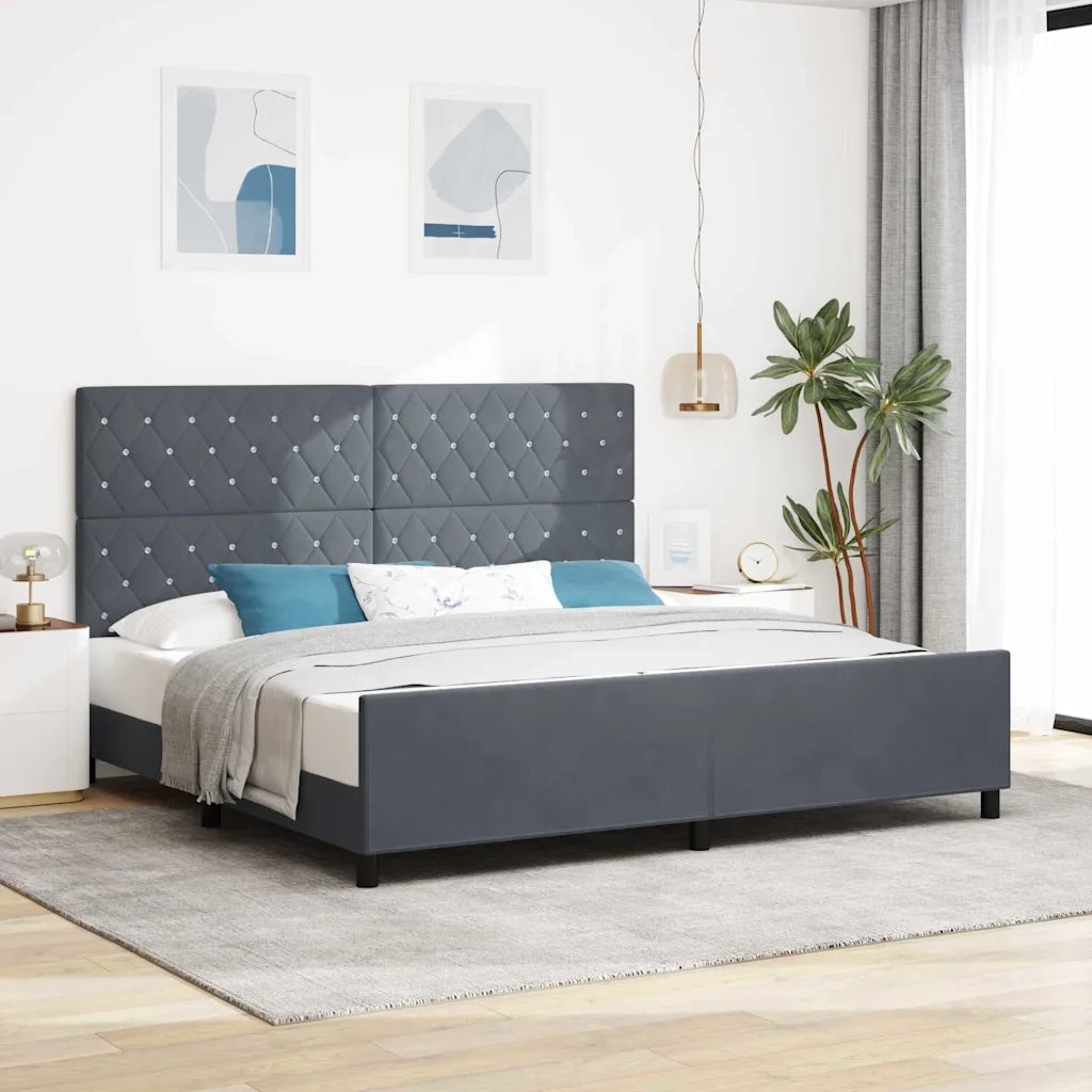 Letto a molle con testiera Grigio scuro 200 x 200 cm Velluto 3344898