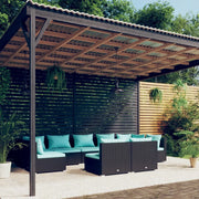 Set Divani da Giardino 9 pz con Cuscini in Polyrattan Nero cod mxl 30050