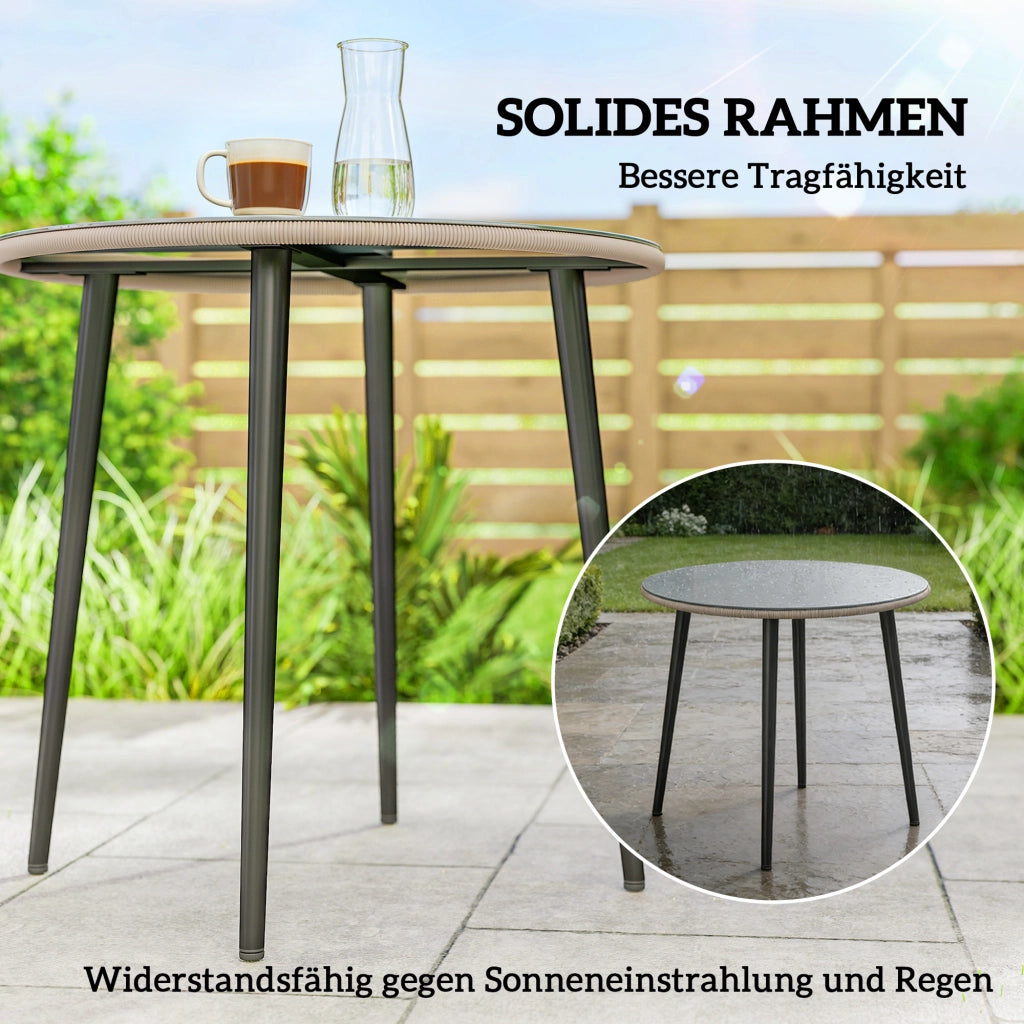Tavolo da giardino esterno con piano in polyrattan ¨C Minimal ¨C Grigio 80x80x74 cm