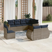 Set Divani da Giardino 8 pz con Cuscini Grigio in Polyrattan 3221640