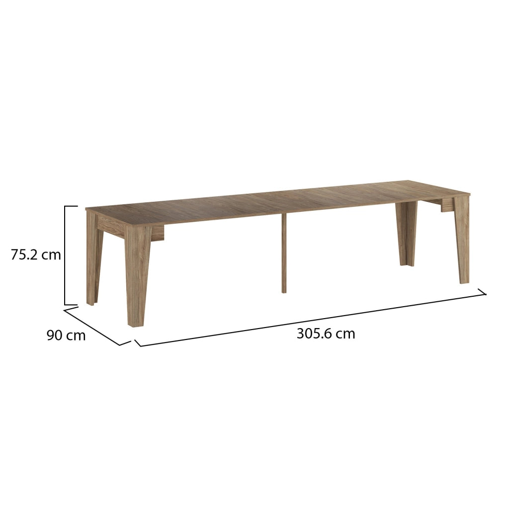 Gizio, Consolle Allungabile Allungabile, 305.6x90x75.2h cm Marrone Rovere