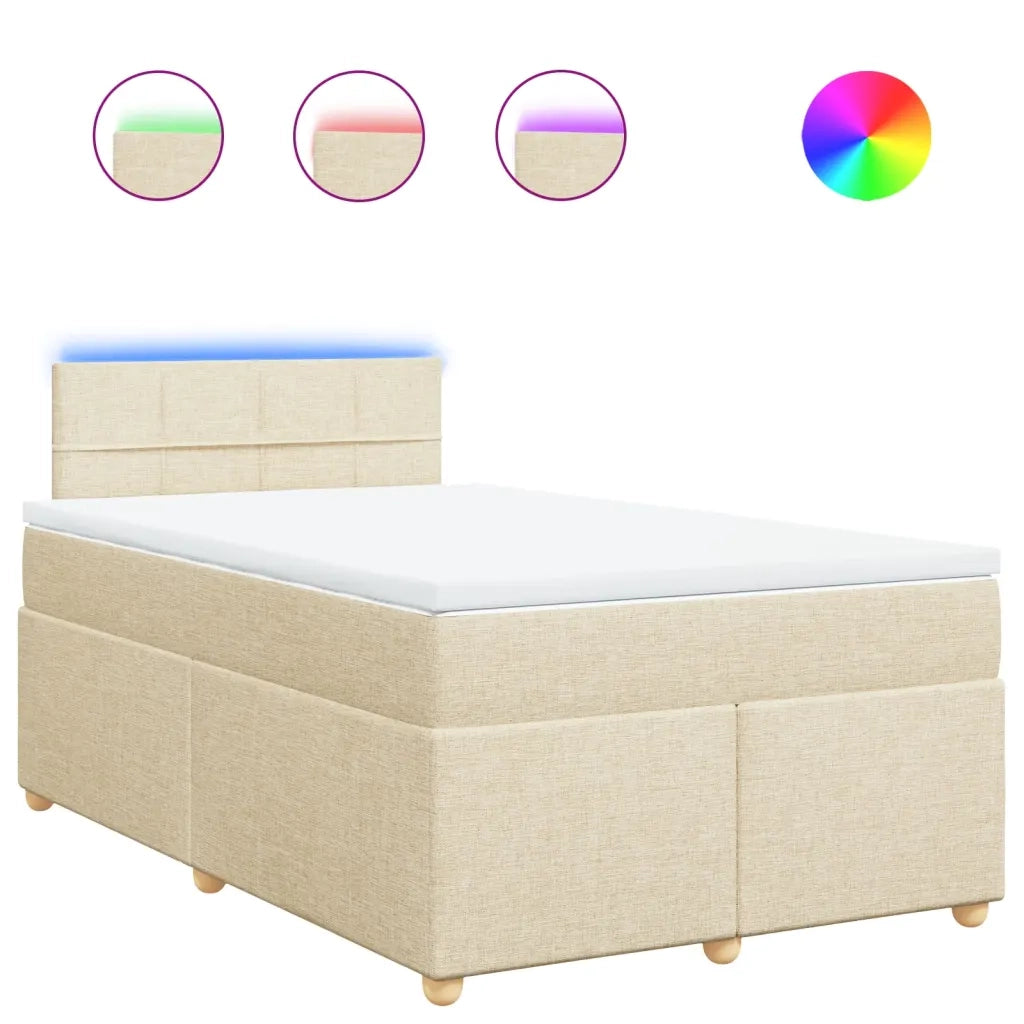 vidaXL Giroletto a Molle con Materasso Crema 120x190 cm in Tessuto