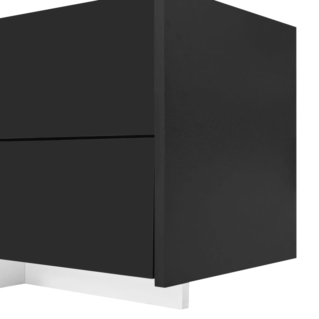 Mobile TV lussuoso - Zephmum - Nero lucido, gambe bianche, ante e cassetti eleganti, luce LED