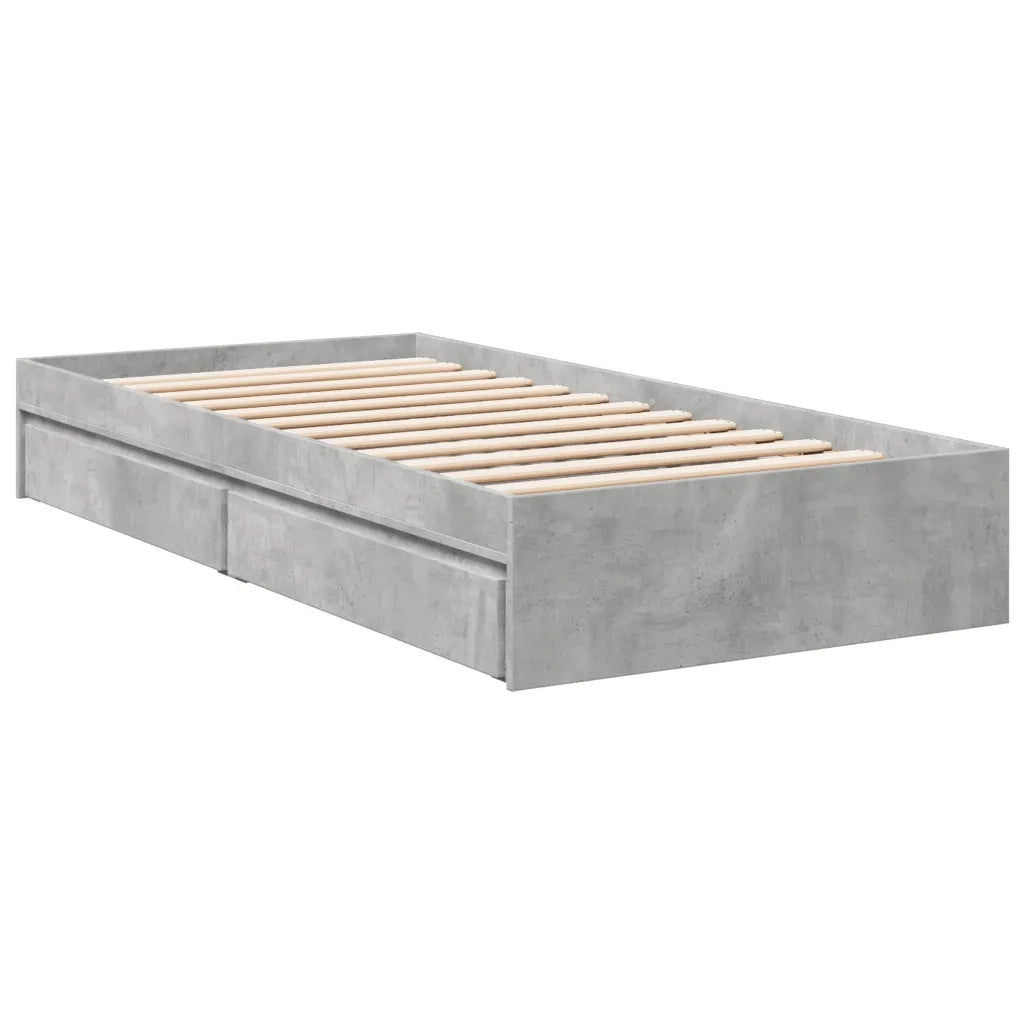 Giroletto Cassetti Grigio Cemento 90x190 cm Legno Multistrato
