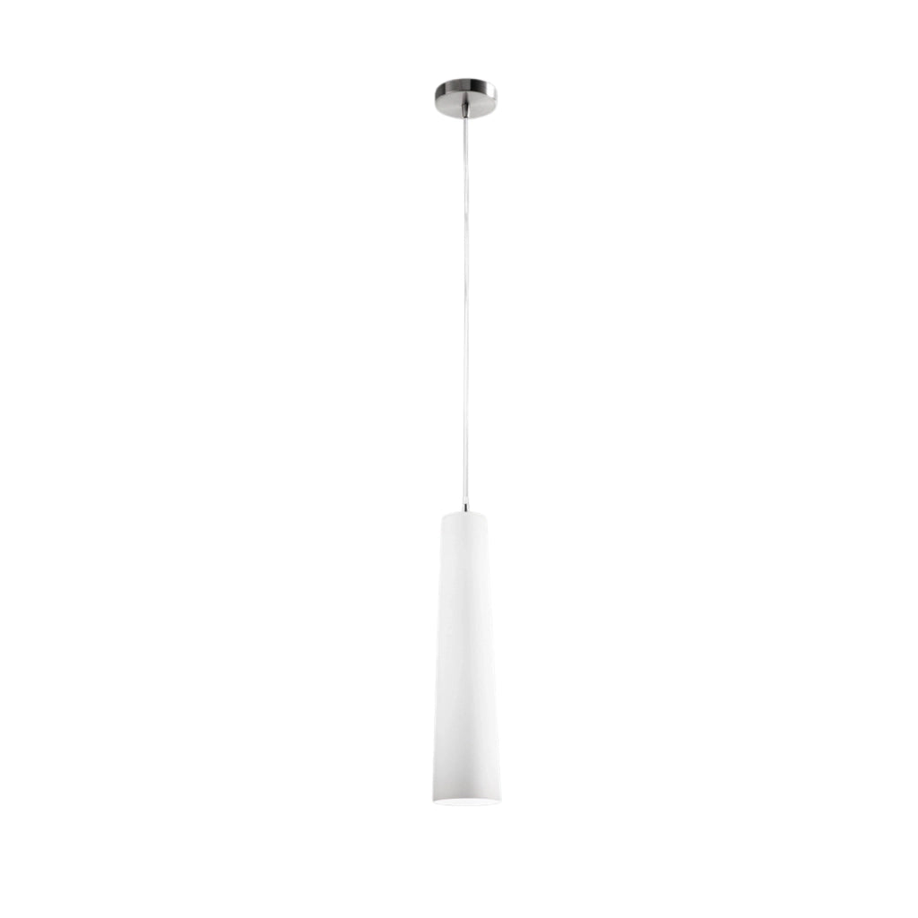 Sospensione Contemporanea Canna Vetro Bianco 1 Luce E27 60W
