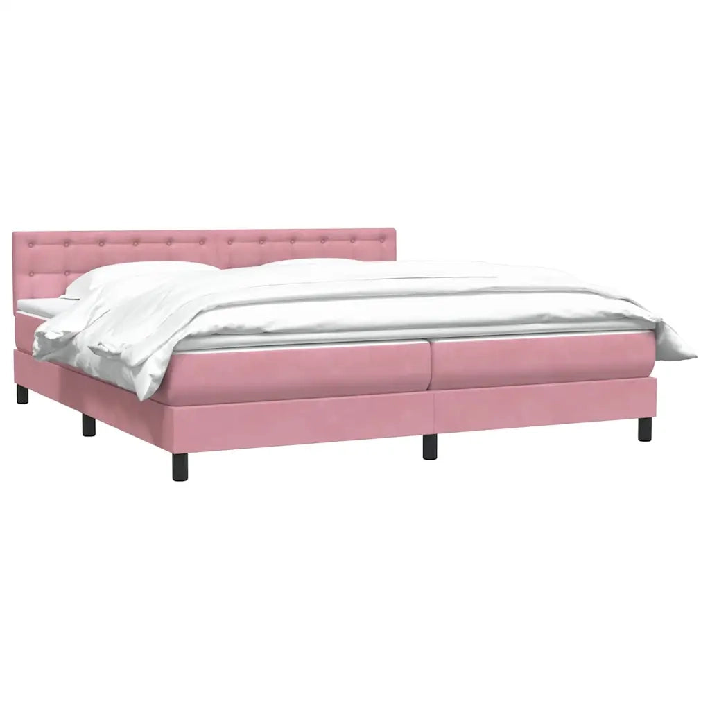 Giroletto a Molle con Materasso Rosa 180x210 cm in Velluto 3316610