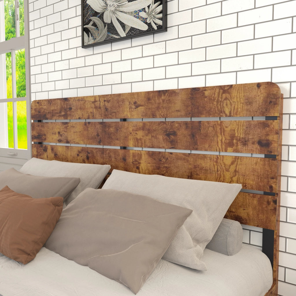 Letto matrimoniale 140 × 200 cm con testiera contrastante, gambe arrotondate e struttura in metallo, senza materasso