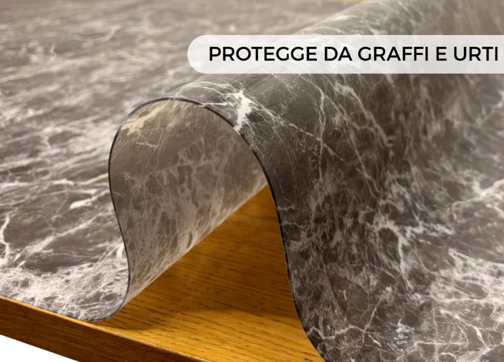 Tovaglia Antimacchia Plastificata PVC Proteggi Tavolo Crystal Marmo 1,55mm - 100X400 - D7