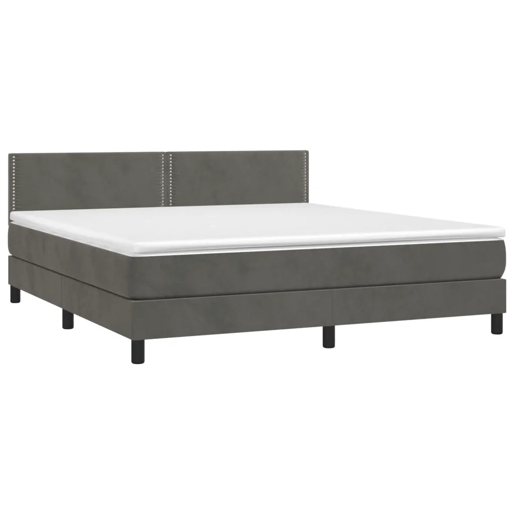 Letto a Molle con Materasso e LED Grigio Scuro 160x200 cm 3134352
