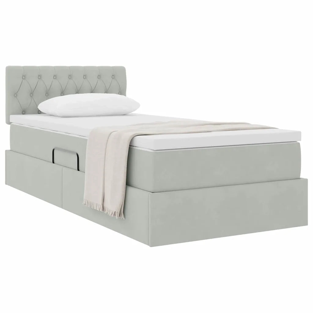 Letto con Contenitore Grigio chiaro 100 x 200 cm Velluto