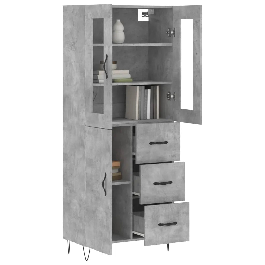 Credenza-Buffet-Armadio da cucina Grigio Cemento 69,5x34x180 cm in Legno Multistrato 828145
