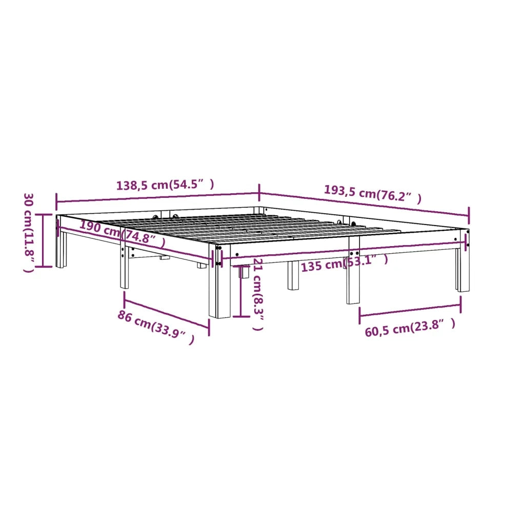 Giroletto Bianco in Legno Massello 135x190 cm Double 810341