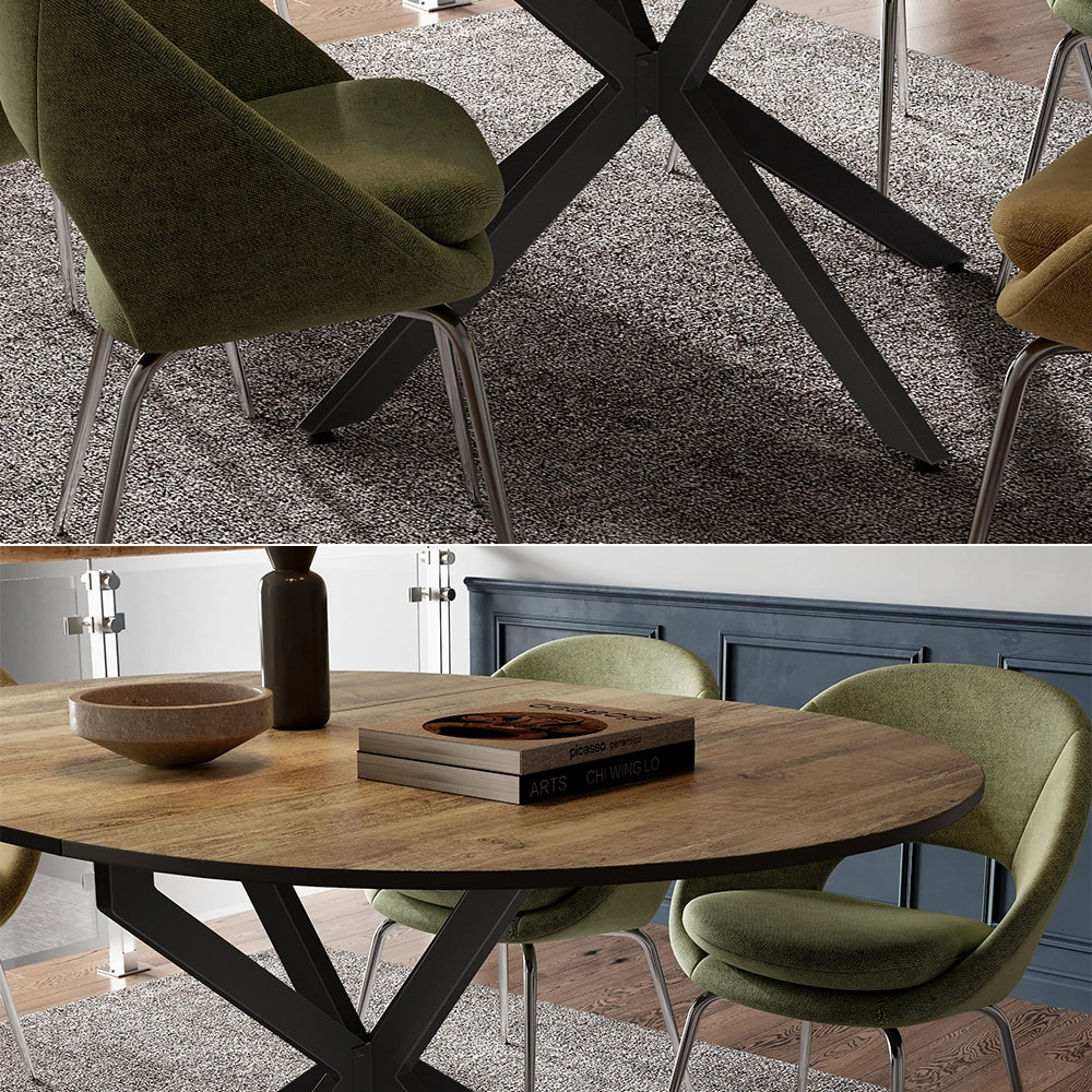 Vicco tavolo da pranzo allungabile Nero/quercia rustico 120 x 76.5 cm Estensibile