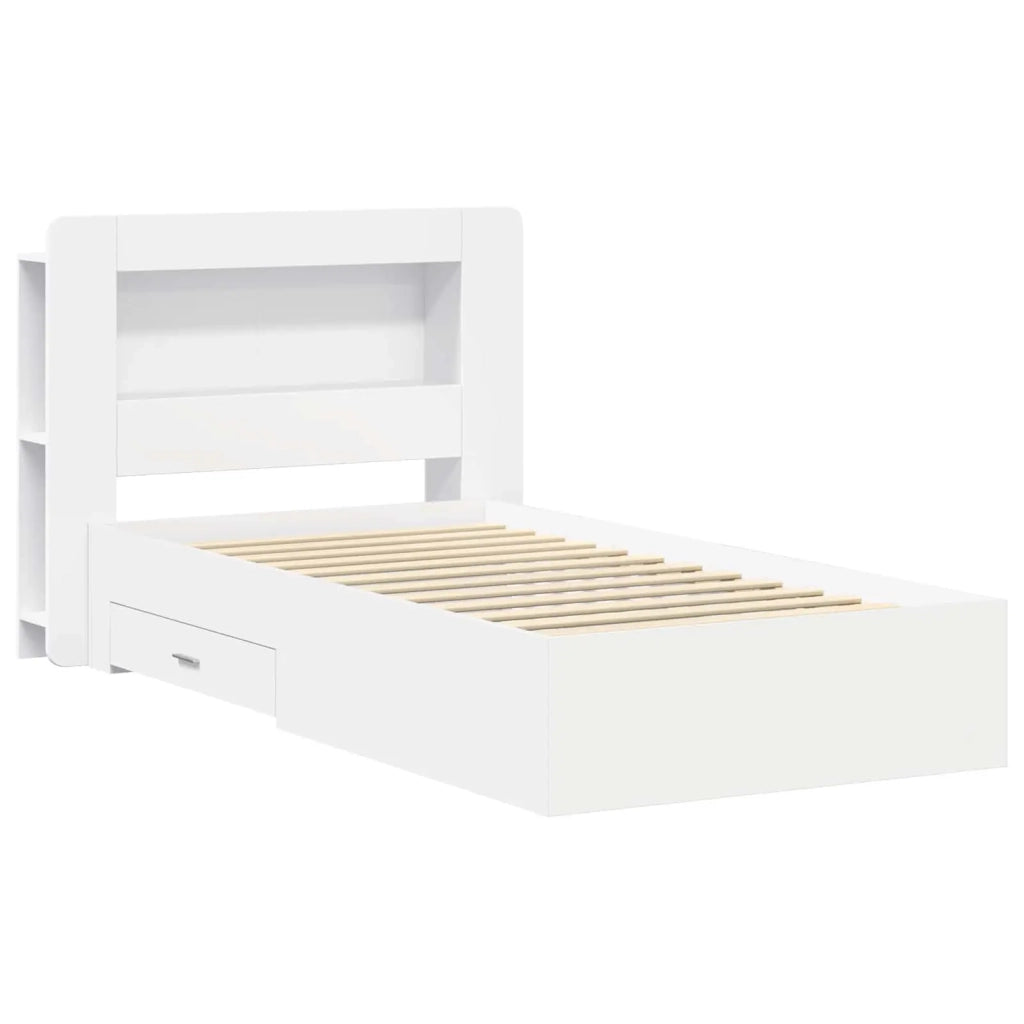 Telaio del letto con storage con testiera Bianco 80 x 200 cm