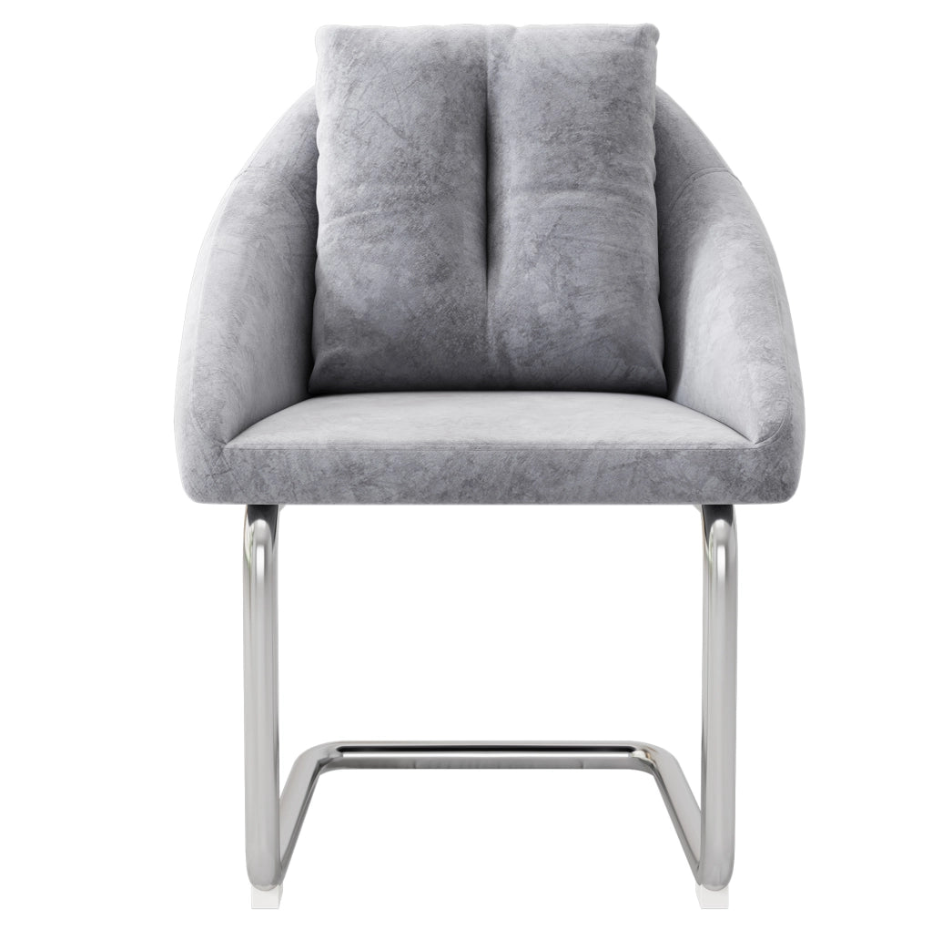 Set 4 sedie in velluto grigio con cuscino e base girevole