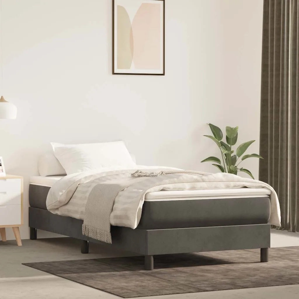 Materasso a Molle-Materasso per letto Grigio Scuro 100x210x20 cm in Velluto