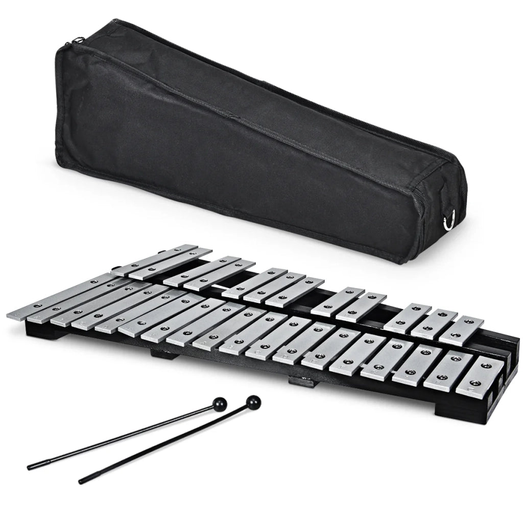 Xilofono a percussione 56 x 33 x 5 cm suono chiaro struttura in legno portatile borsa per il trasporto in alluminio nero 20_0021079
