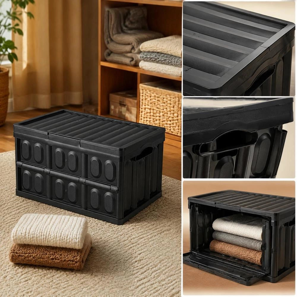 Set Of 3 45L Professional Folding Boxes Made Of PP, Transport Boxes With Lids, Foldable Storage Boxes With Handles, Stackable Crates, Storage Boxes, Folding Boxes, Stackable Boxes For Storage & Transport