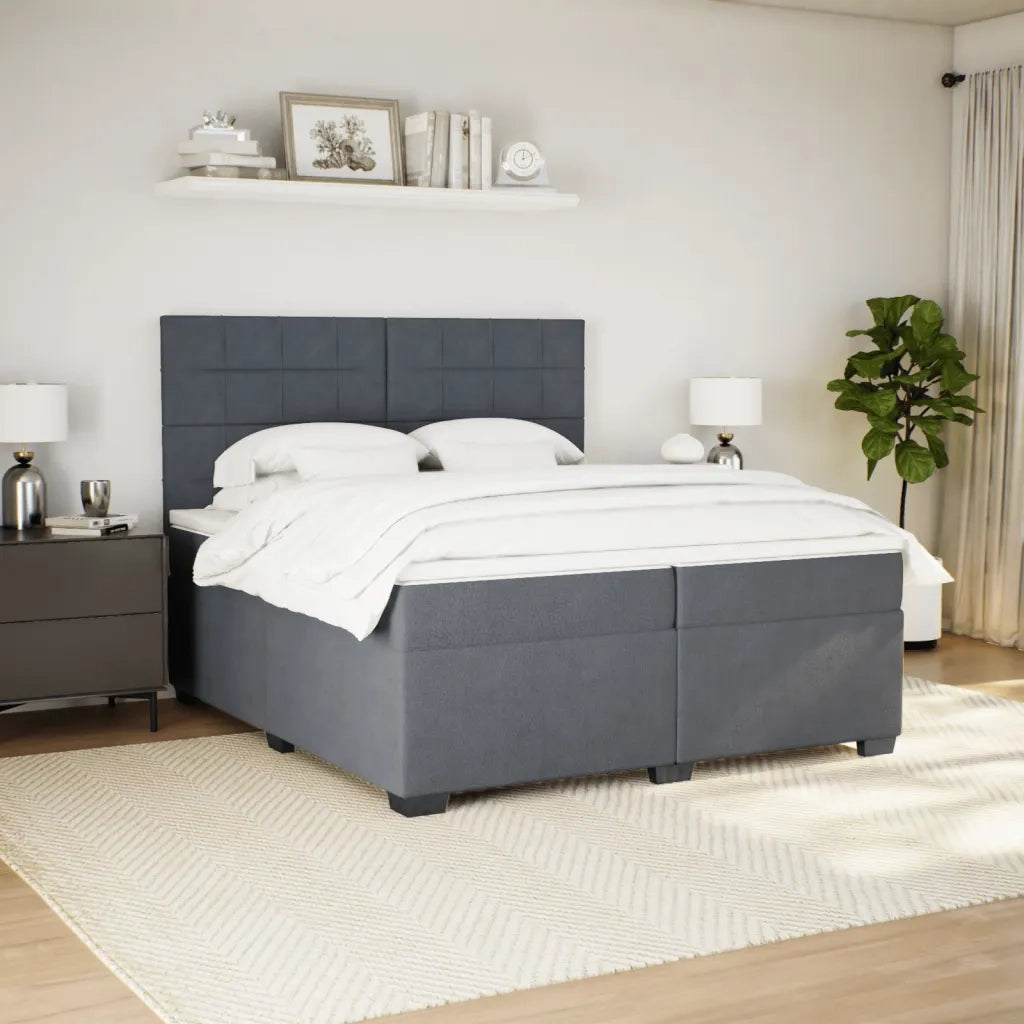 Giroletto a Molle con Materasso Grigio Scuro 200x200 cm Velluto