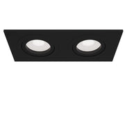 Doppio Faretto Da Incasso Moderno Atom Alluminio Nero 2 Luci Diffusore Tessile