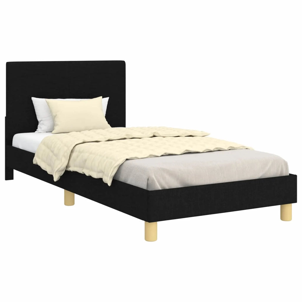 Struttura letto bambini con testata Nero 90 x 200 cm Tessuto 42011001