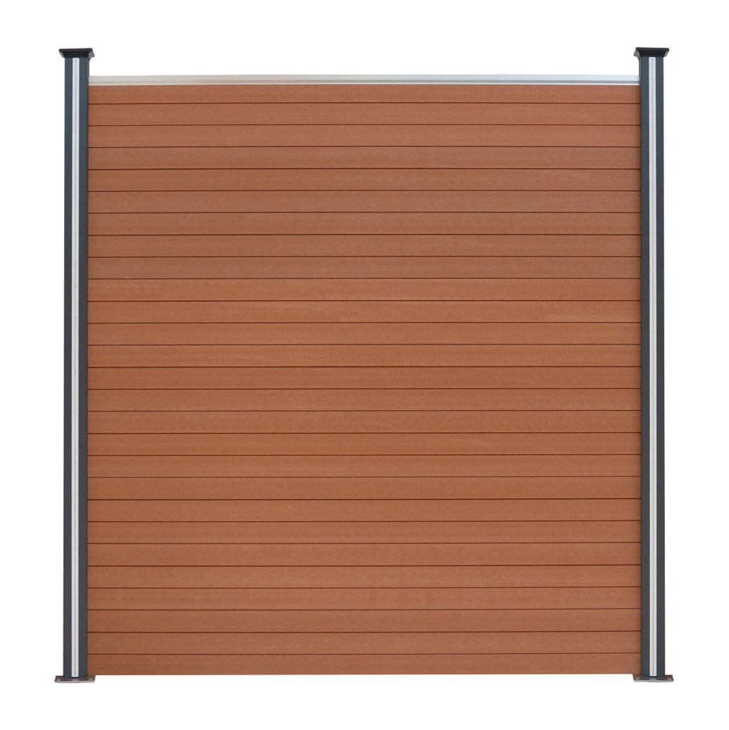 Pannelli Recinzione x3 + 4 Pali Alluminio LED Marrone Doghe PVC 185cm