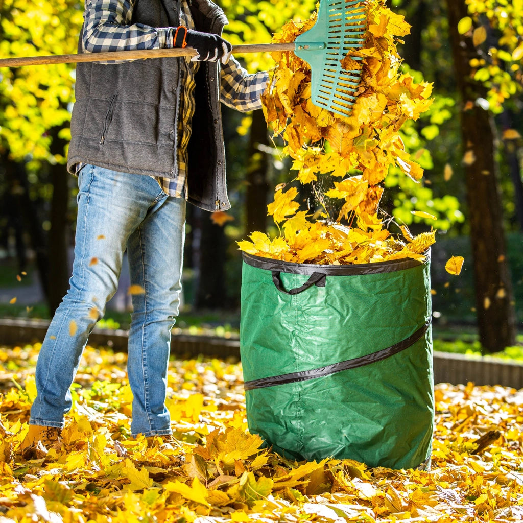 KADAX Sacchetto per foglie, cestino per rifiuti da giardino, pieghevole, resistente, con maniglie, 175 L