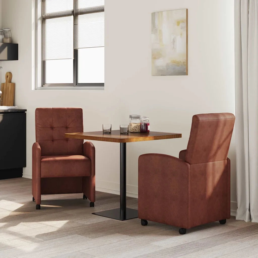 Sedie da Pranzo con Ruote 2 pcs Marrone lucido 58 x 67 x 97 cm 42017895