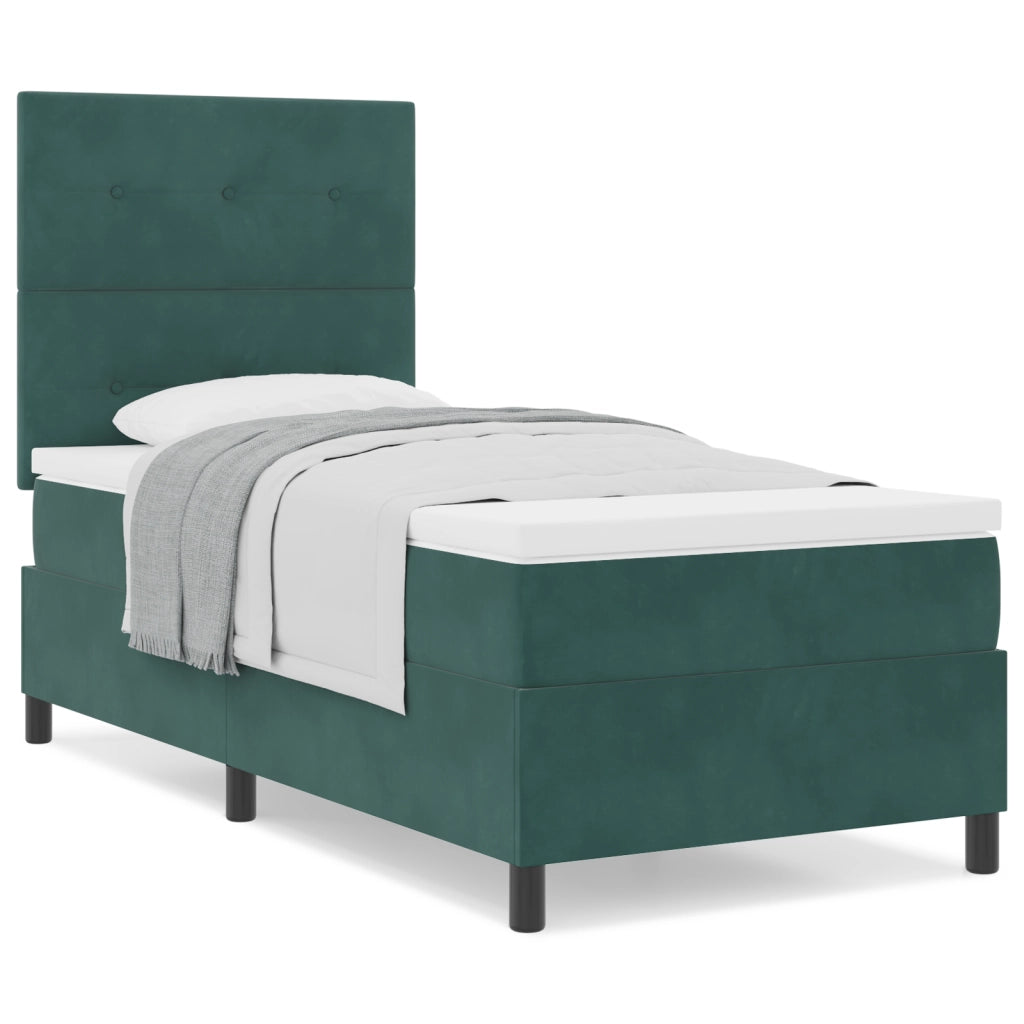 Letto a Molle con Materasso Verde Scuro 80x200 cm Velluto