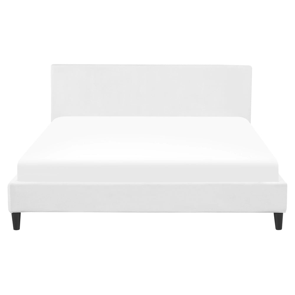 Letto 160 x 200 cm telaio a doghe in velluto bianco contemporaneo