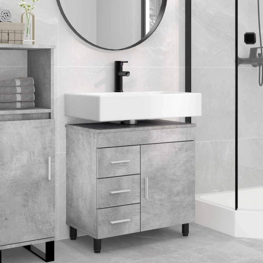 Mobiletto da bagno Grigio Cemento 60 x 35 x 60 cm