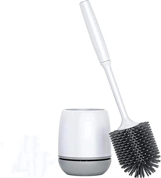 Supporto per spazzola da bagno per fissaggio alla parete senza forare - set di spazzole per bagno in silicone per la stanza da bagno - bianco.