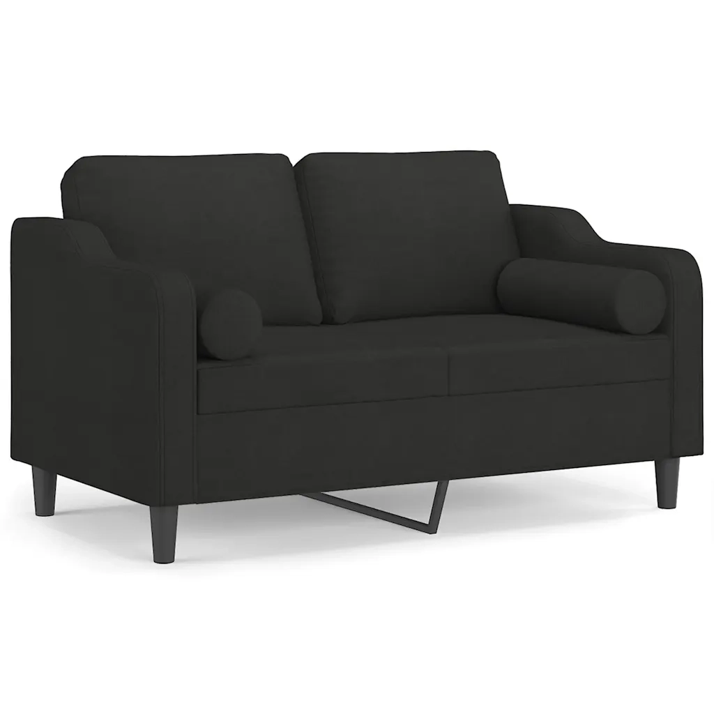 Divano a 2 Posti con Cuscini-Sofa 2 Posti con Cuscini Nero 120 cm in Tessuto 711590