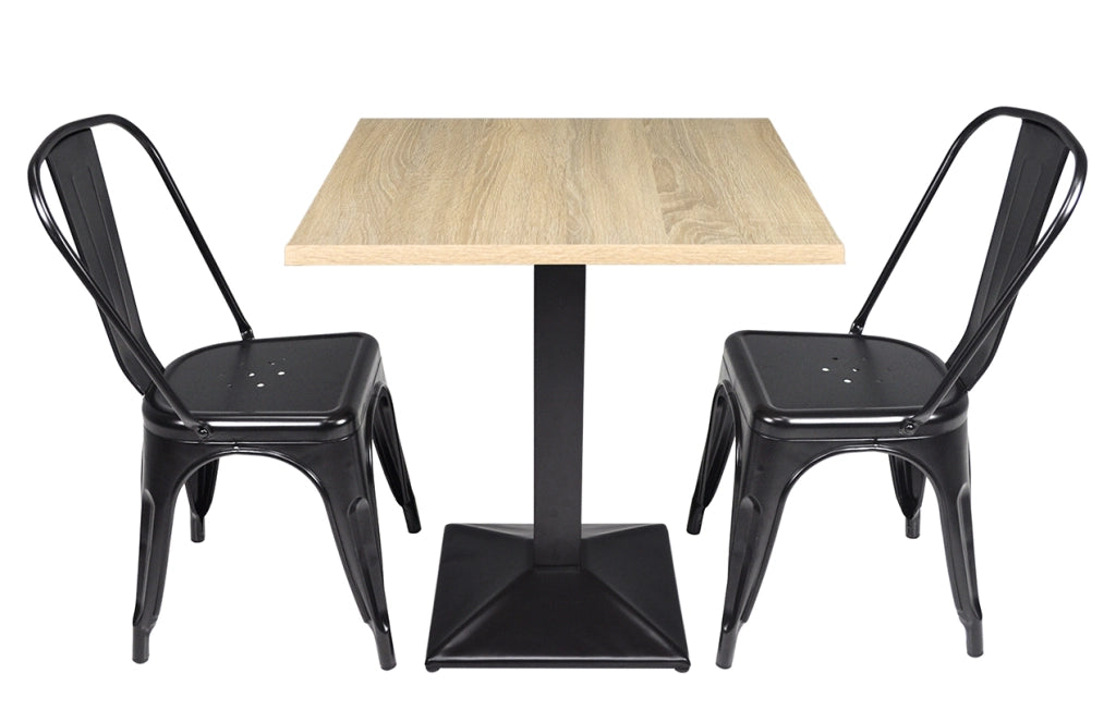 Tavolo da pranzo quadrato 70x70 con top in legno naturale mod. Clint - TQ10CLTN