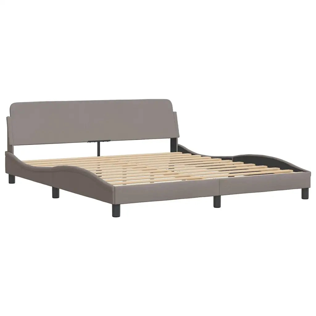 Giroletto con LED senza Materasso-Struttura Letto Tortora 200x200 cm in Tessuto