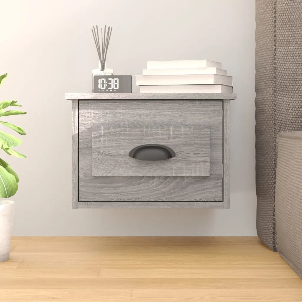 Comodino | Armadio da Notte | Mobiletto da notte a Parete Grigio Sonoma 41,5x36x28 cm